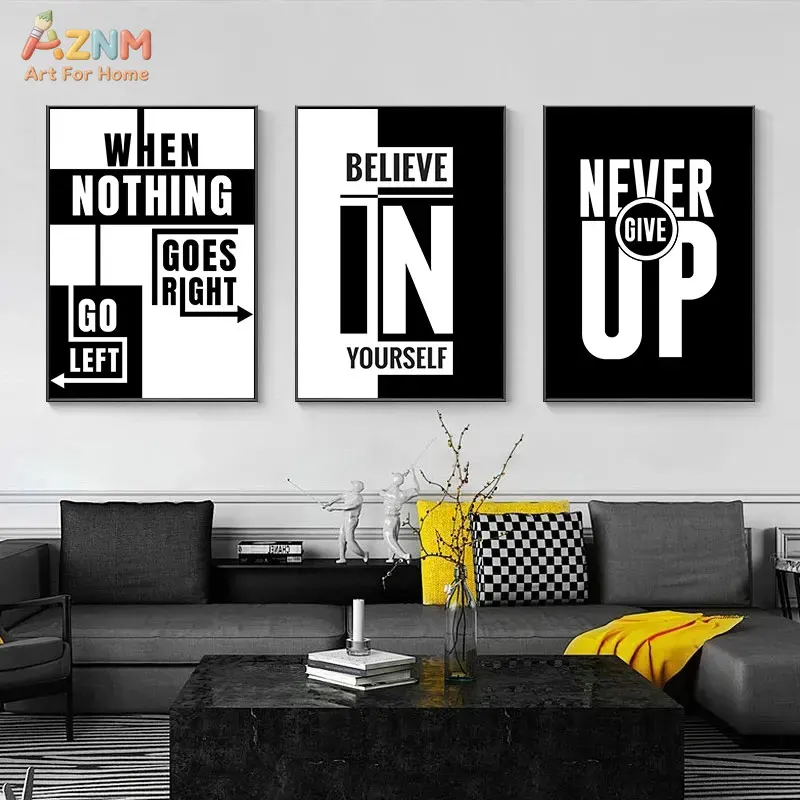 AZNM Black White Motivational  - Home Office Room Inspiration 评论和价格