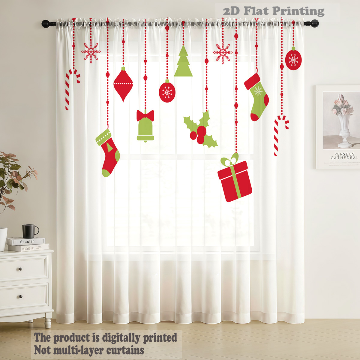 Christmas Sheer Voile Window C - Home Office Layout 评论和价格